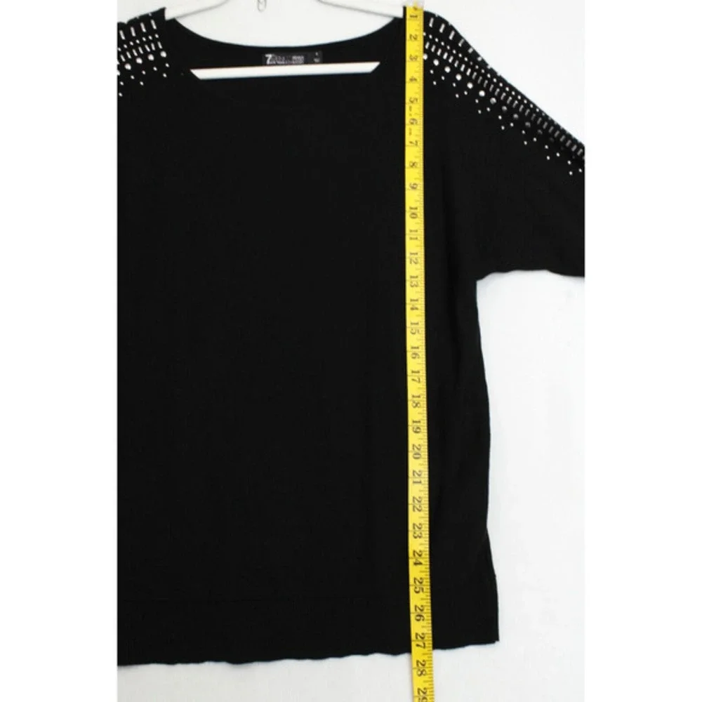 7th Avenue Top Women S Dolman Sleeves Silver Beads‎ Black Soft Sweater